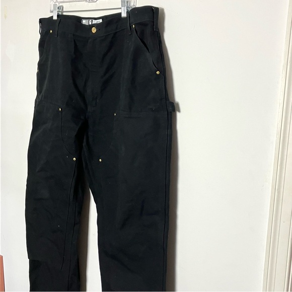 Carhartt Black Double Knee Loose Original Work Pants 42 x 34 - Picture 6 of 7